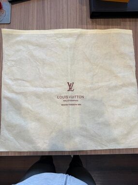 Louis Vuitton Beige Duffle Bag Dust Bag with Maroon Logo
